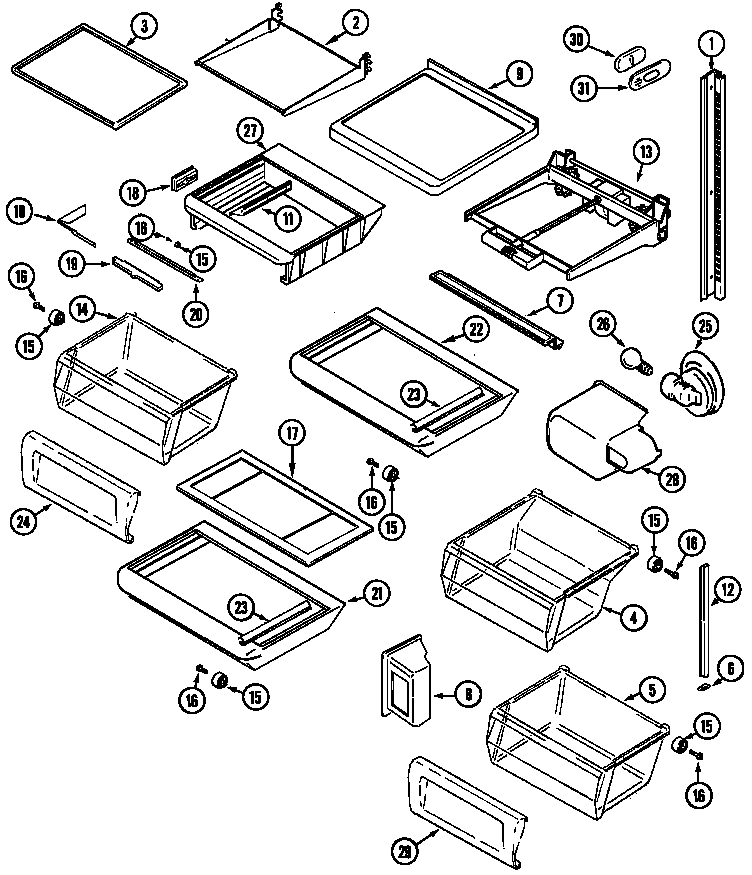 Jenn-Air JSD2789DES shelves & accessories diagram