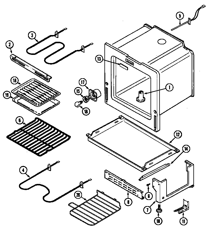 Maytag PER4510AAW oven/base diagram