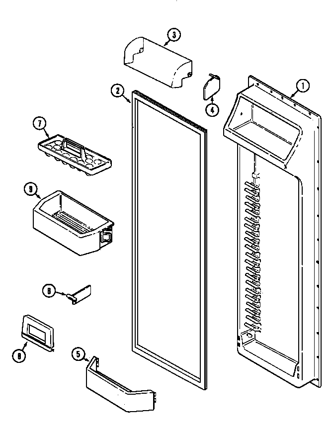 Maytag MSD2448DRW fresh food inner door diagram