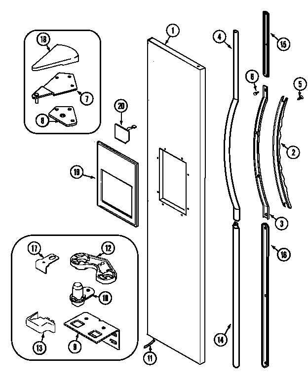 Maytag MSD2448DRW freezer outer door diagram