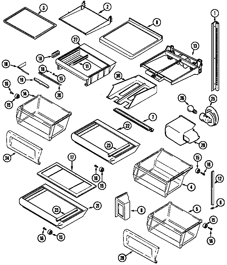 Maytag MSD2456DEB shelves & accessories diagram