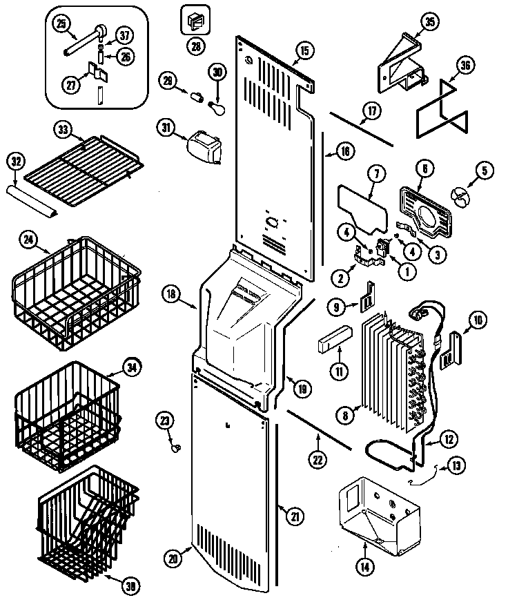 Maytag MSD2456DEB freezer compartment diagram