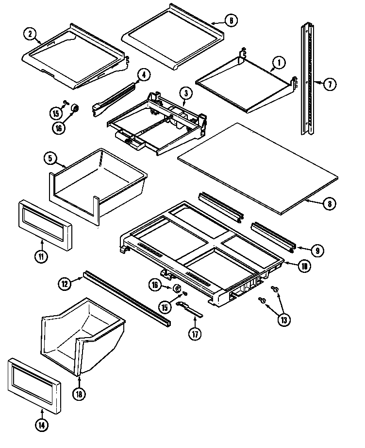 Maytag MTB2455ERQ shelves & accessories diagram