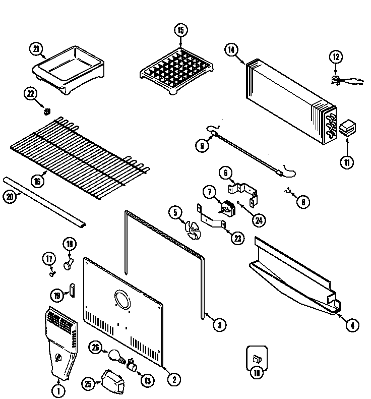 Maytag MTB2455ERQ freezer compartment diagram