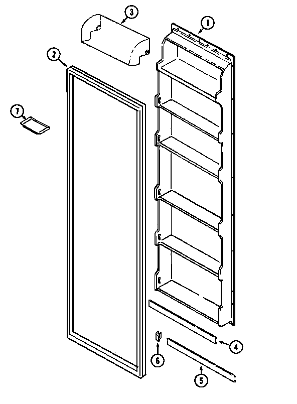 Admiral ASD2120DRW fresh food inner door diagram