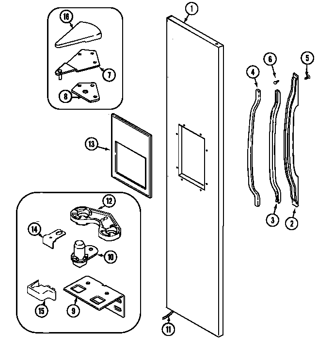 Admiral ASD2120DRW freezer outer door diagram