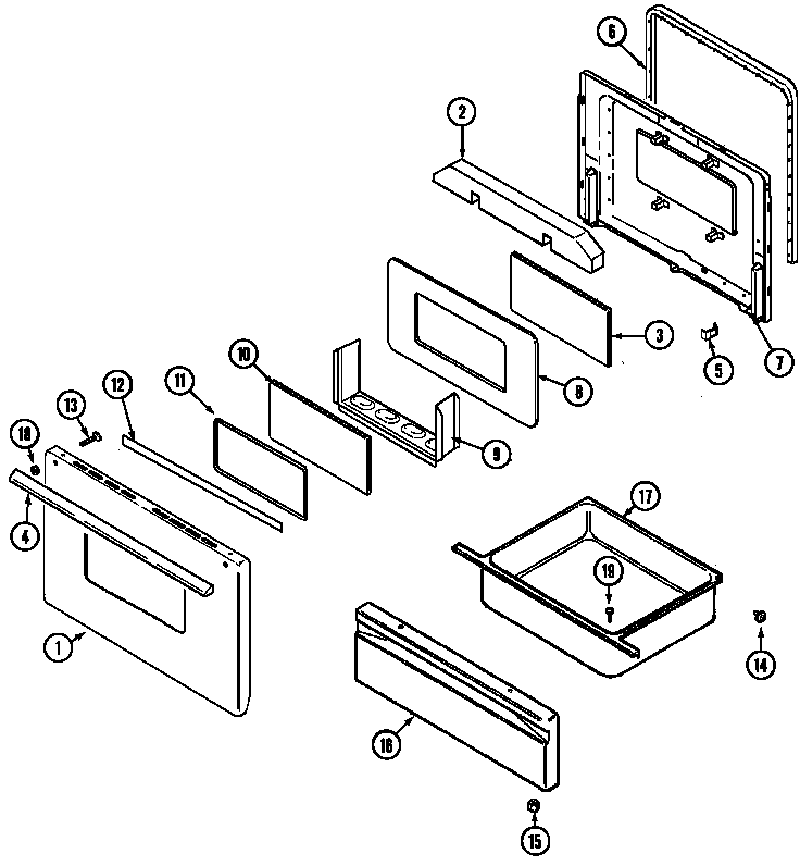 Maytag PER4510ACW door/drawer diagram