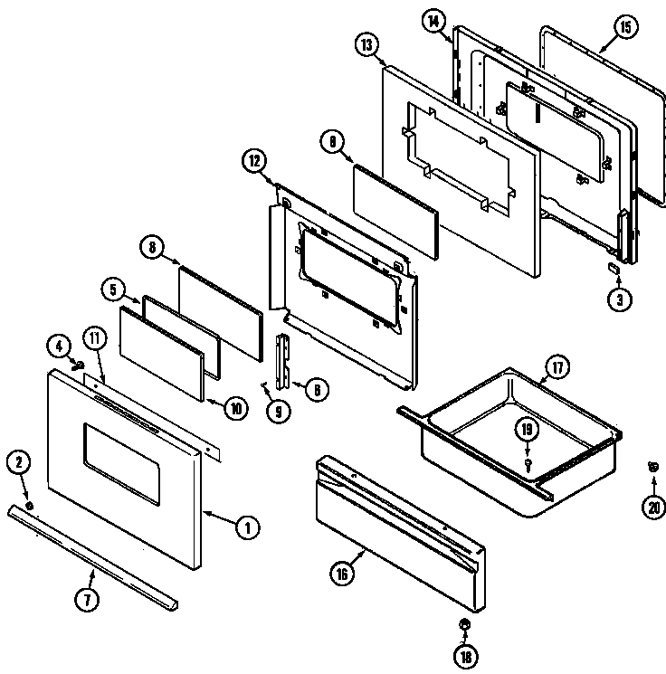 Maytag PER5510ACW door/drawer diagram