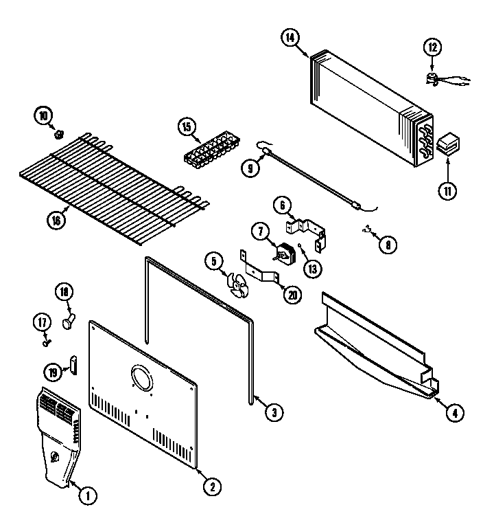 Maytag GT1914PXFW freezer compartment diagram