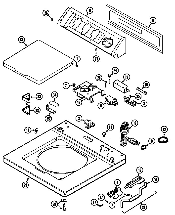 Maytag LAT9306BGE top diagram