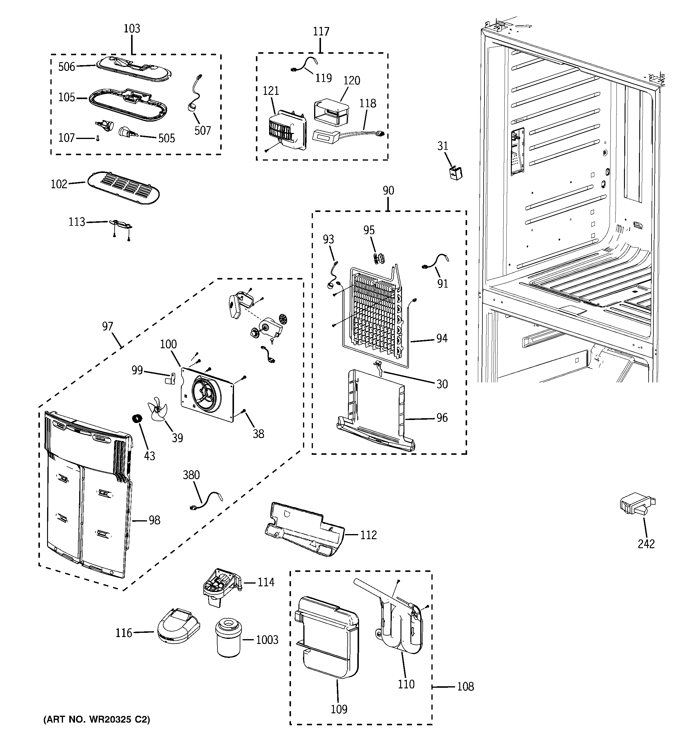 GE GFSF6KEXBBB fresh food section diagram