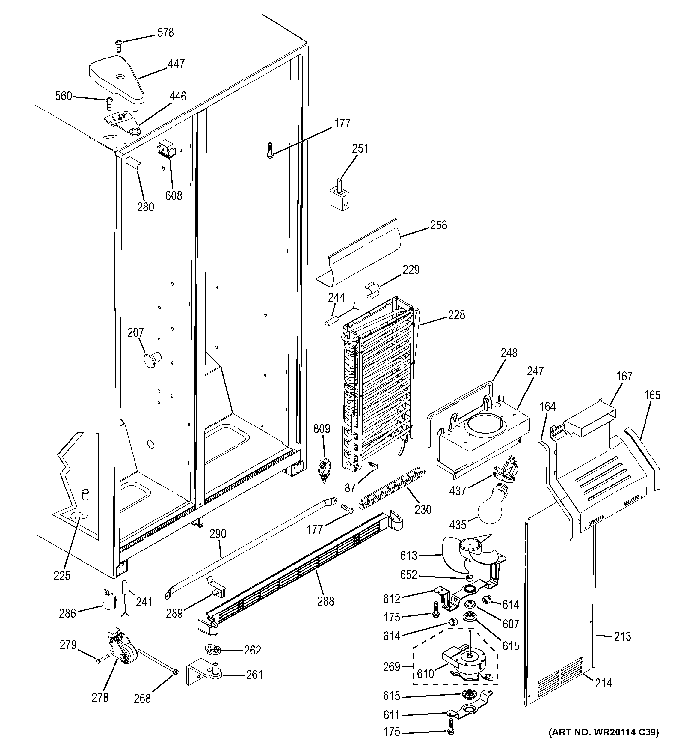 GE GSE22ETHDCC freezer section diagram