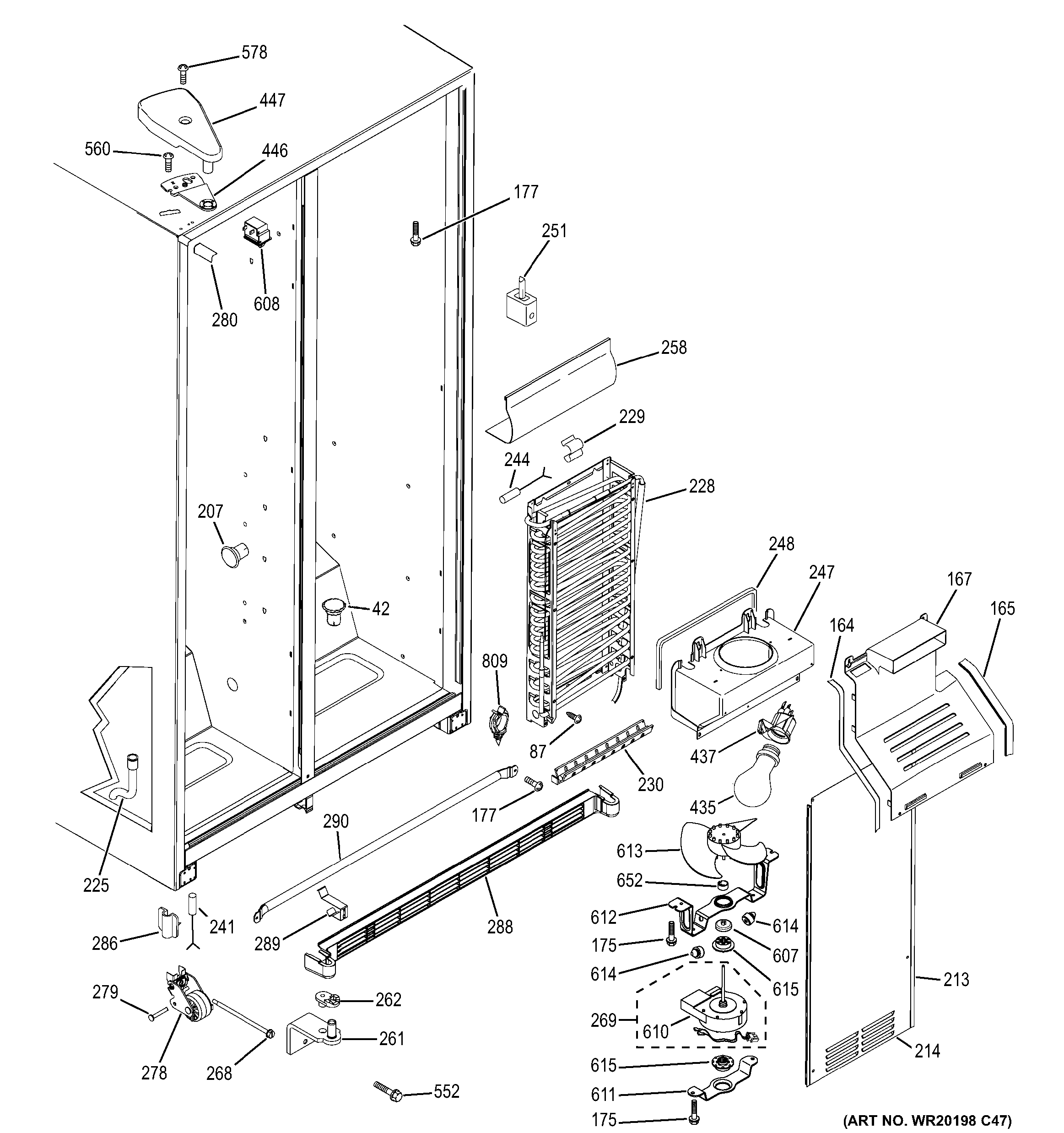 GE GSS20ESHDSS freezer section diagram