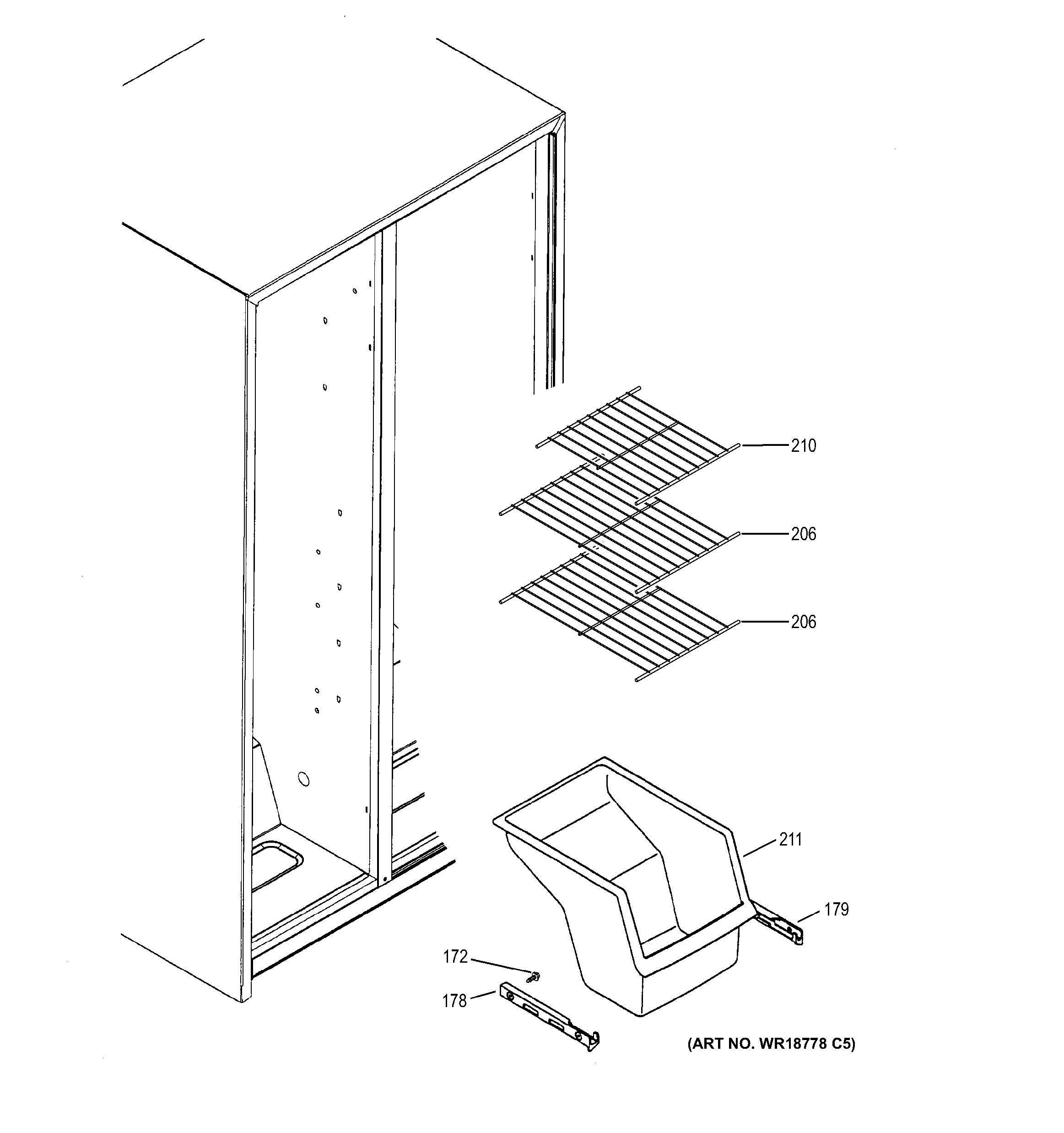 GE GSS20ESHDSS freezer shelves diagram