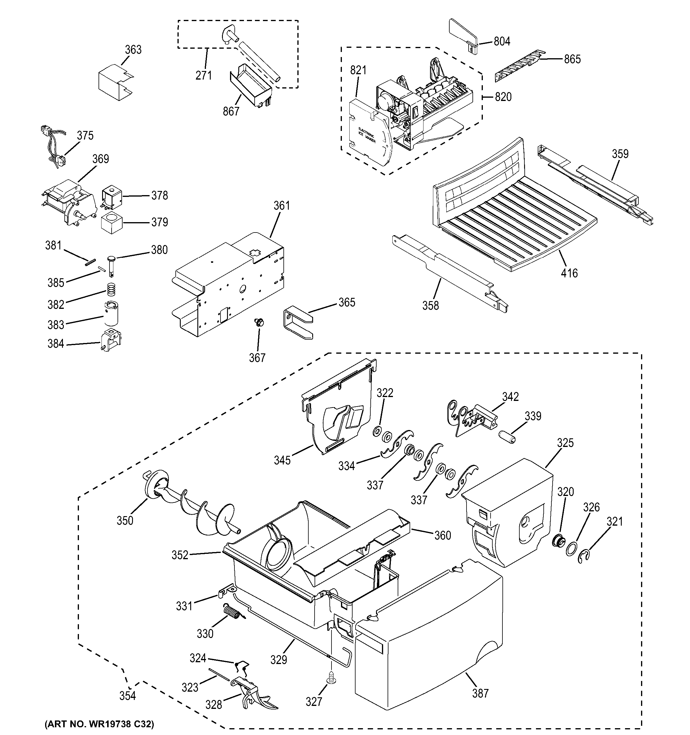 GE GSS20ESHDSS ice maker & dispenser diagram