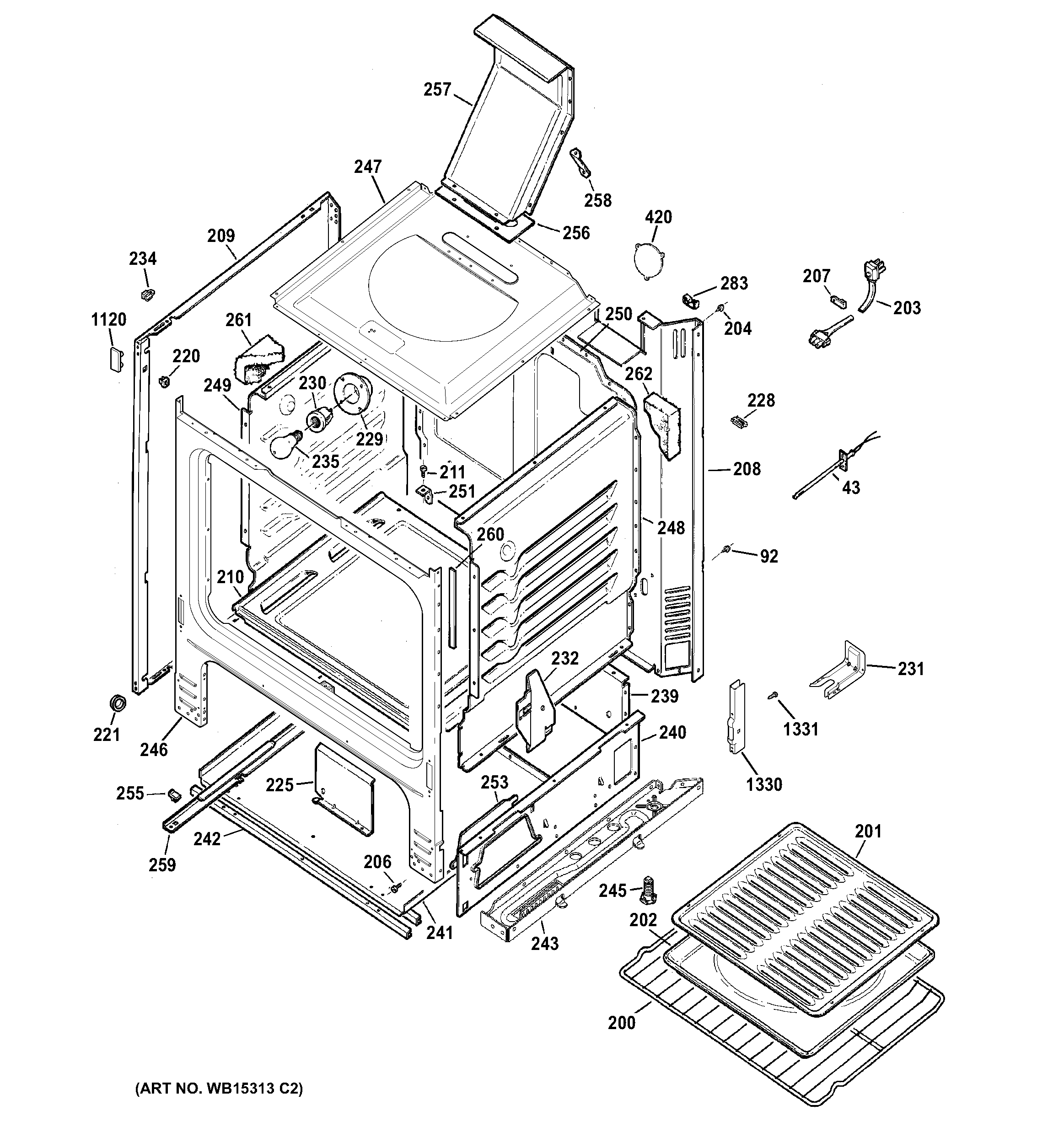 GE JGBS60DEF1WW body parts diagram