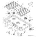 GE PGP976DET4WW control panel & cooktop diagram