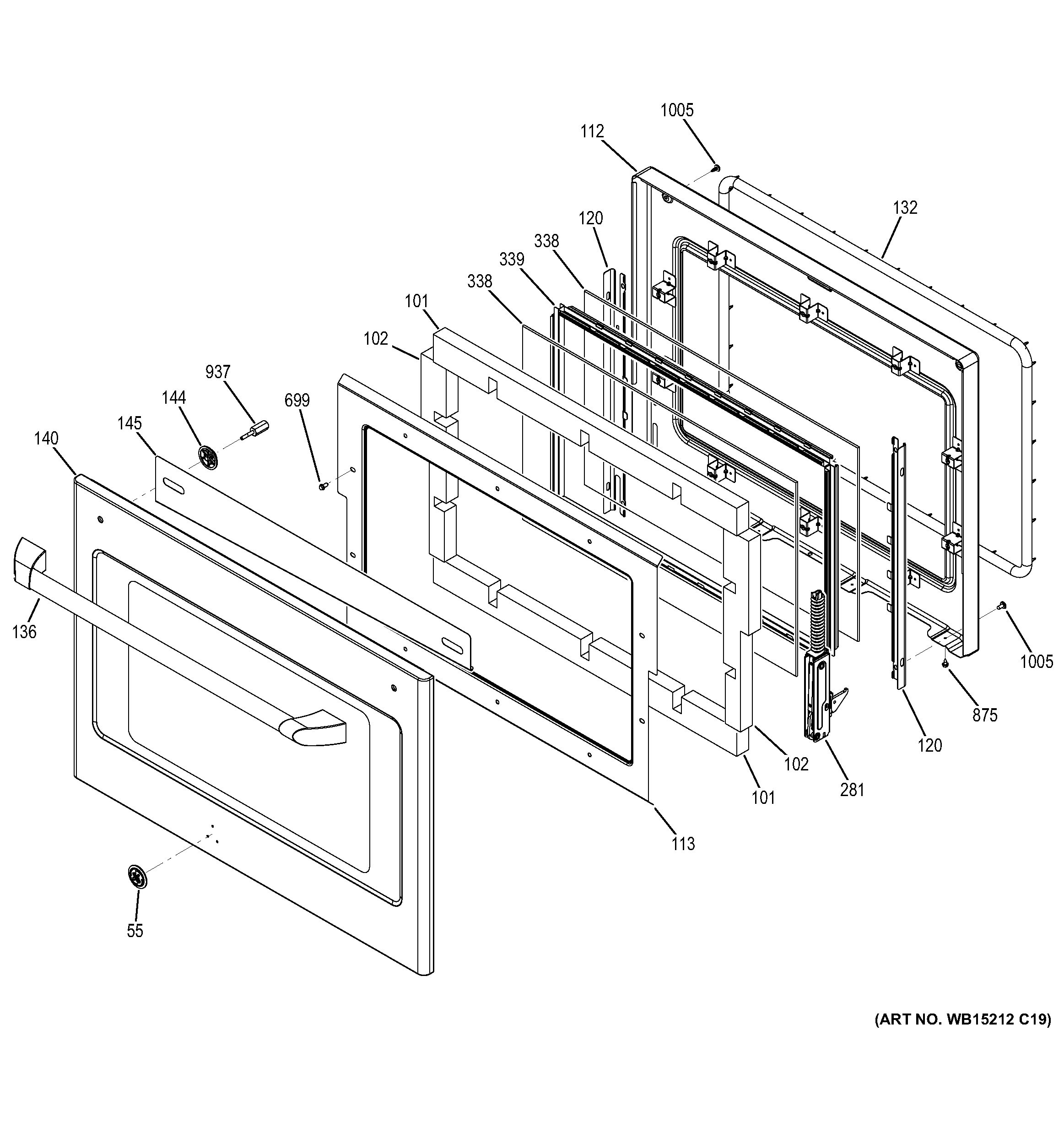 GE CT9050SH1SS door diagram