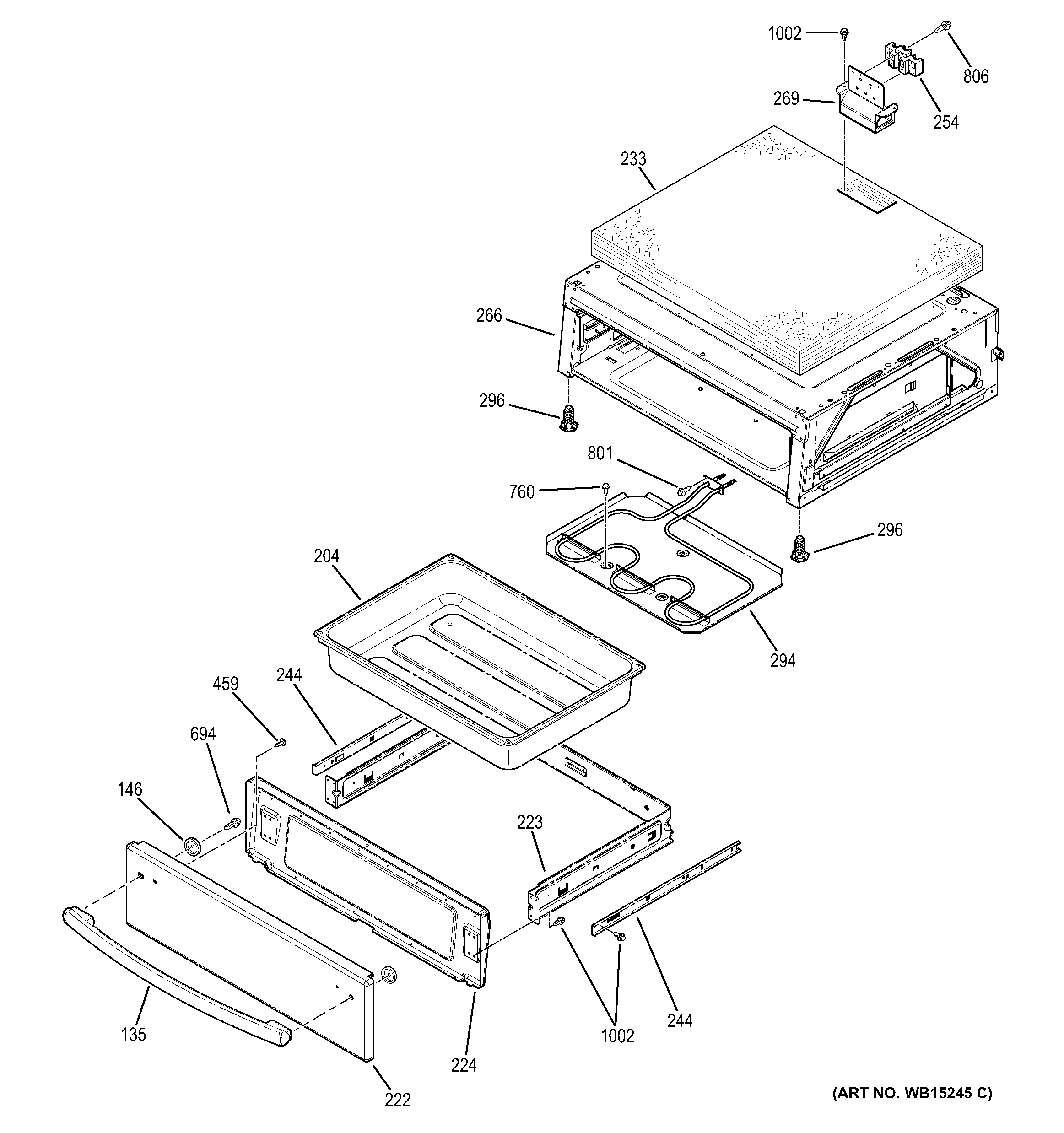 GE PHB920SF1SS warming drawer diagram
