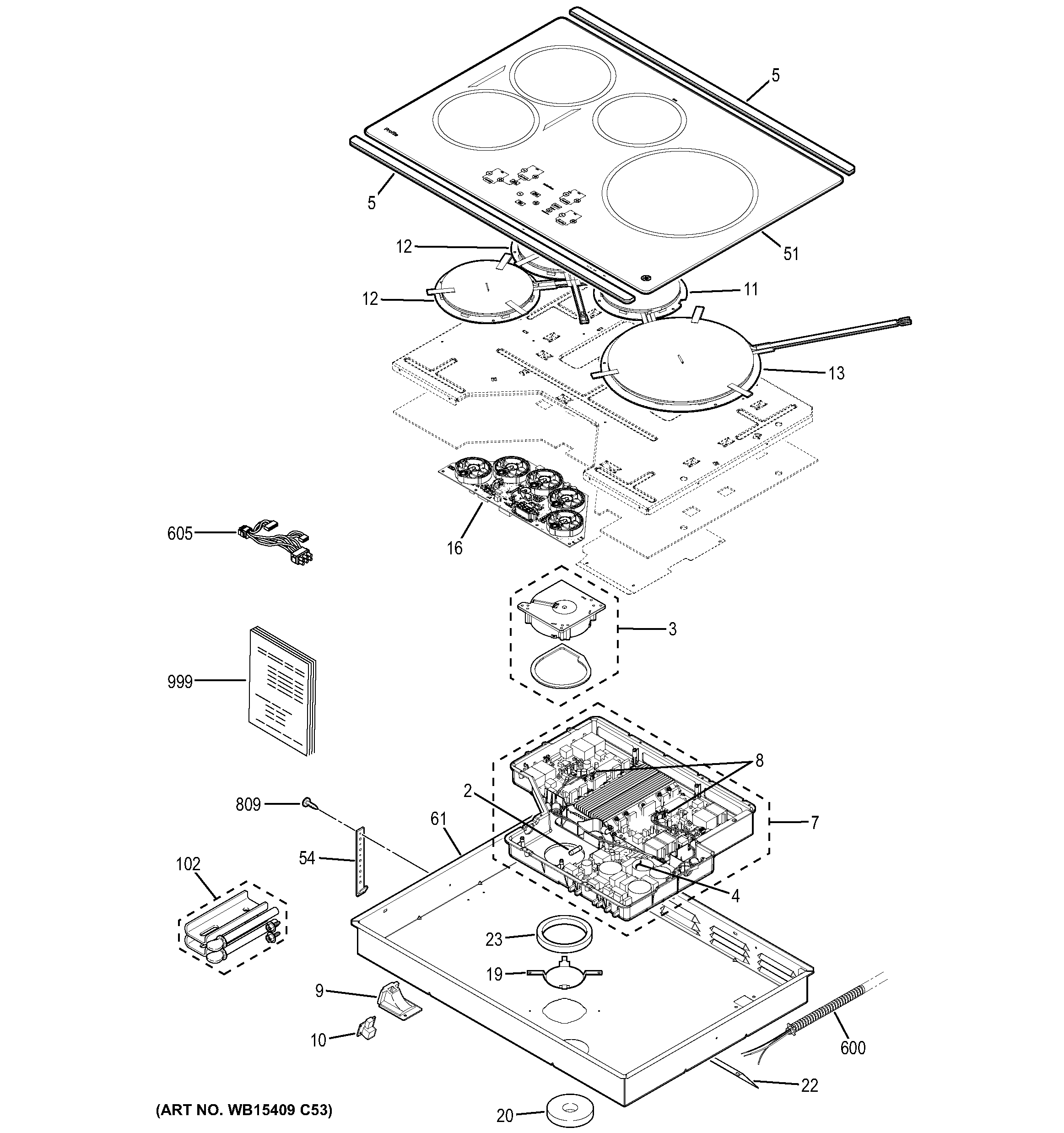 GE PHP9030SJ2SS control panel & cooktop diagram