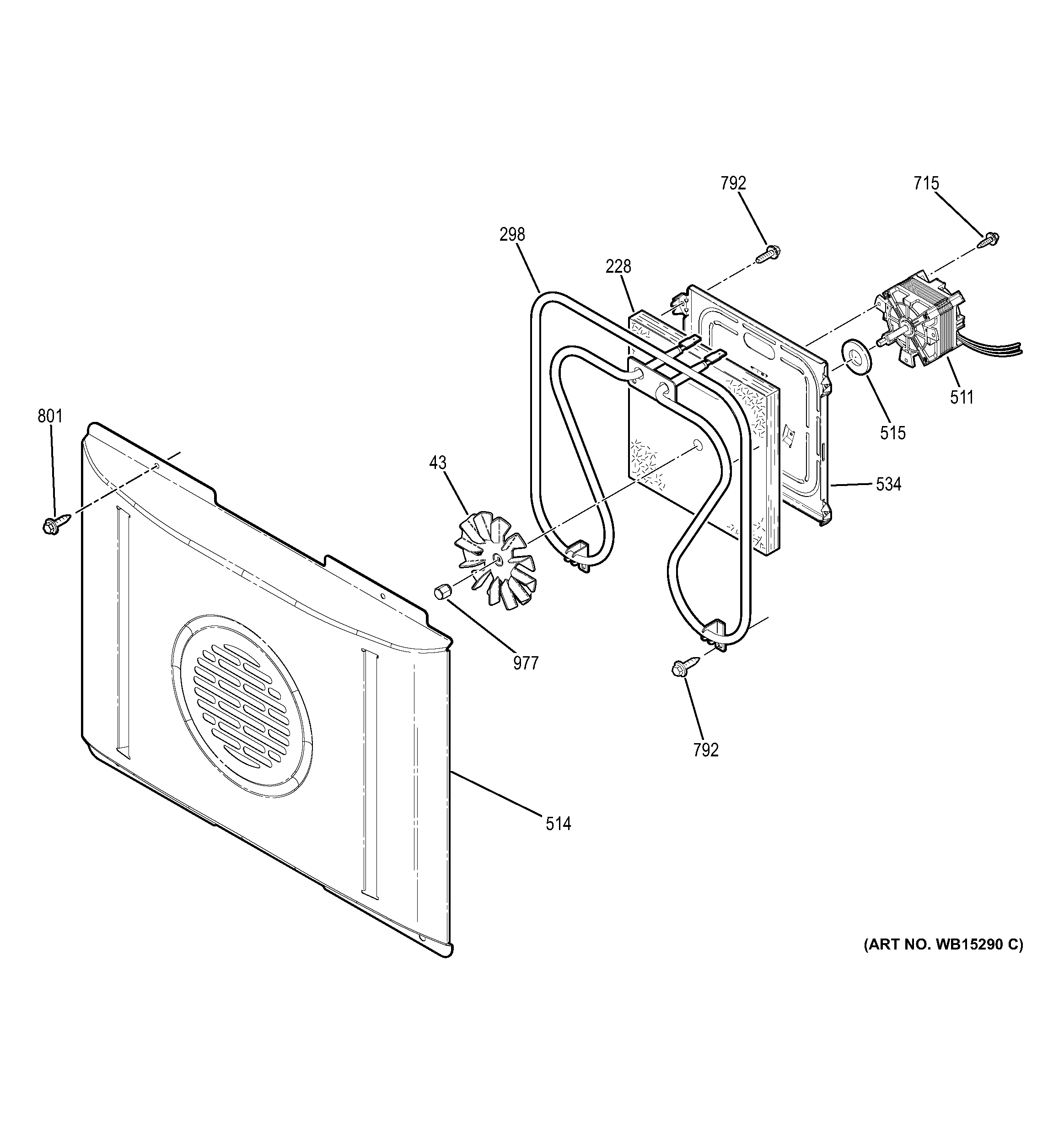 GE PHS920SF1SS convection fan diagram