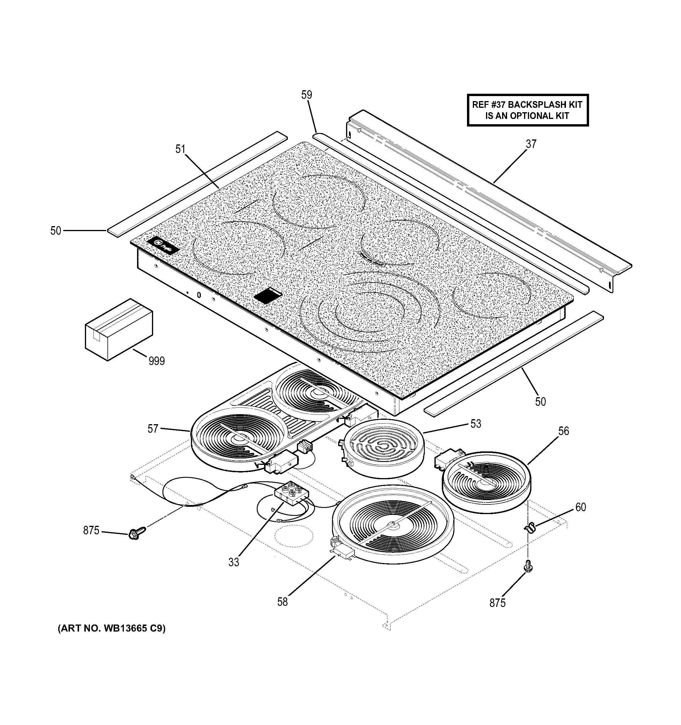 GE PS968SP2SS cooktop diagram