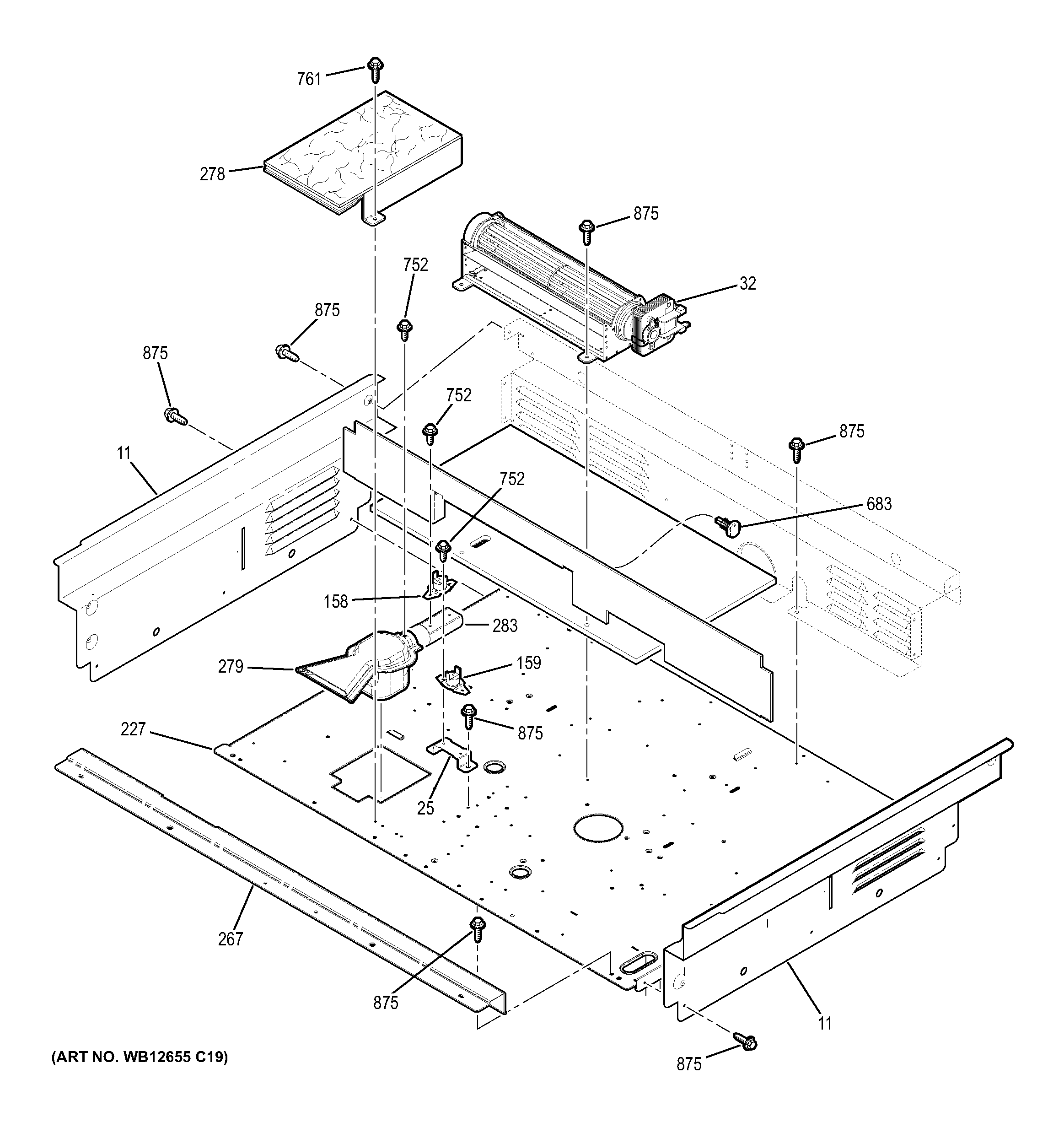 GE PS968SP2SS cooling fan diagram
