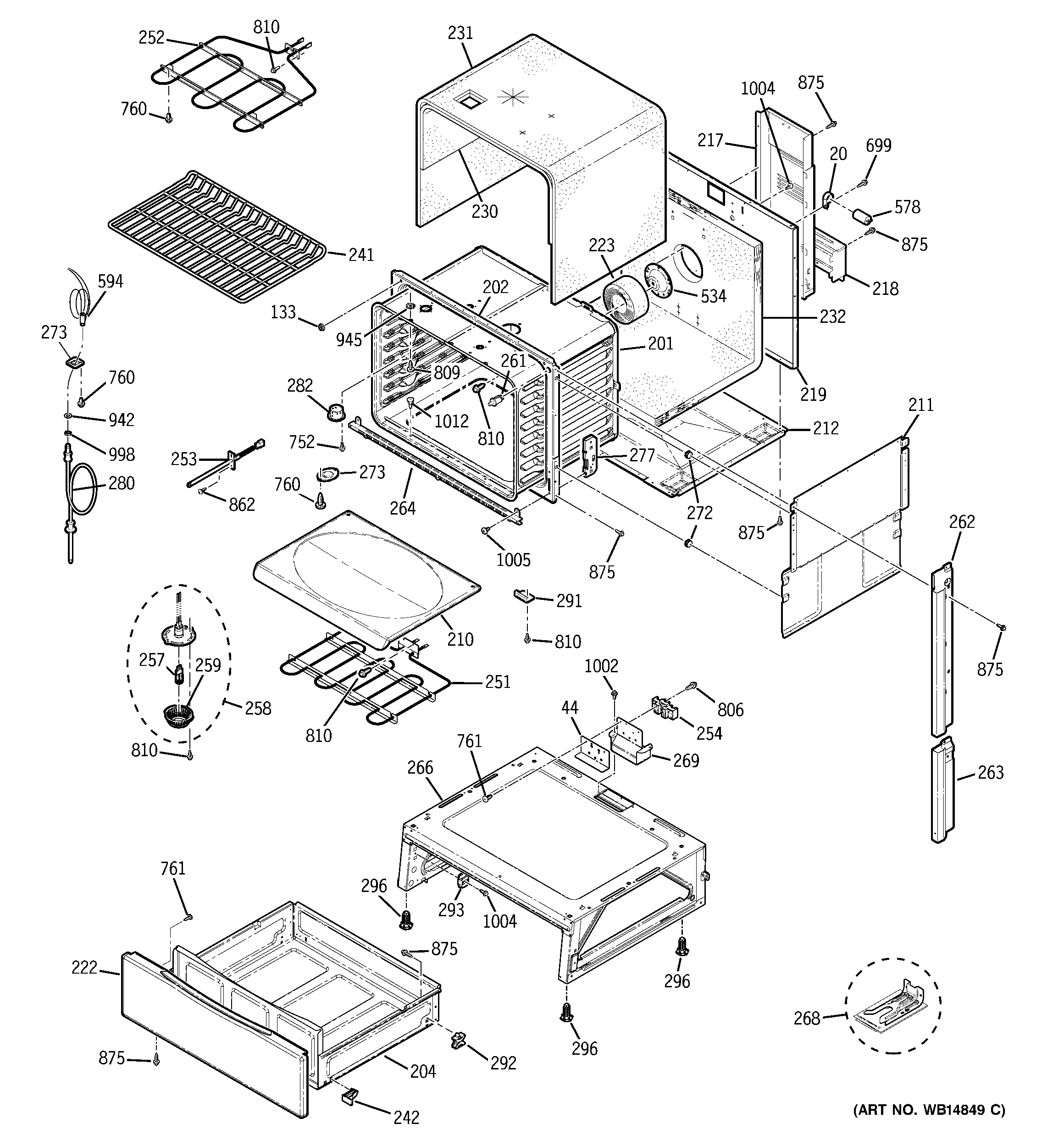 GE PS968SP2SS body parts diagram