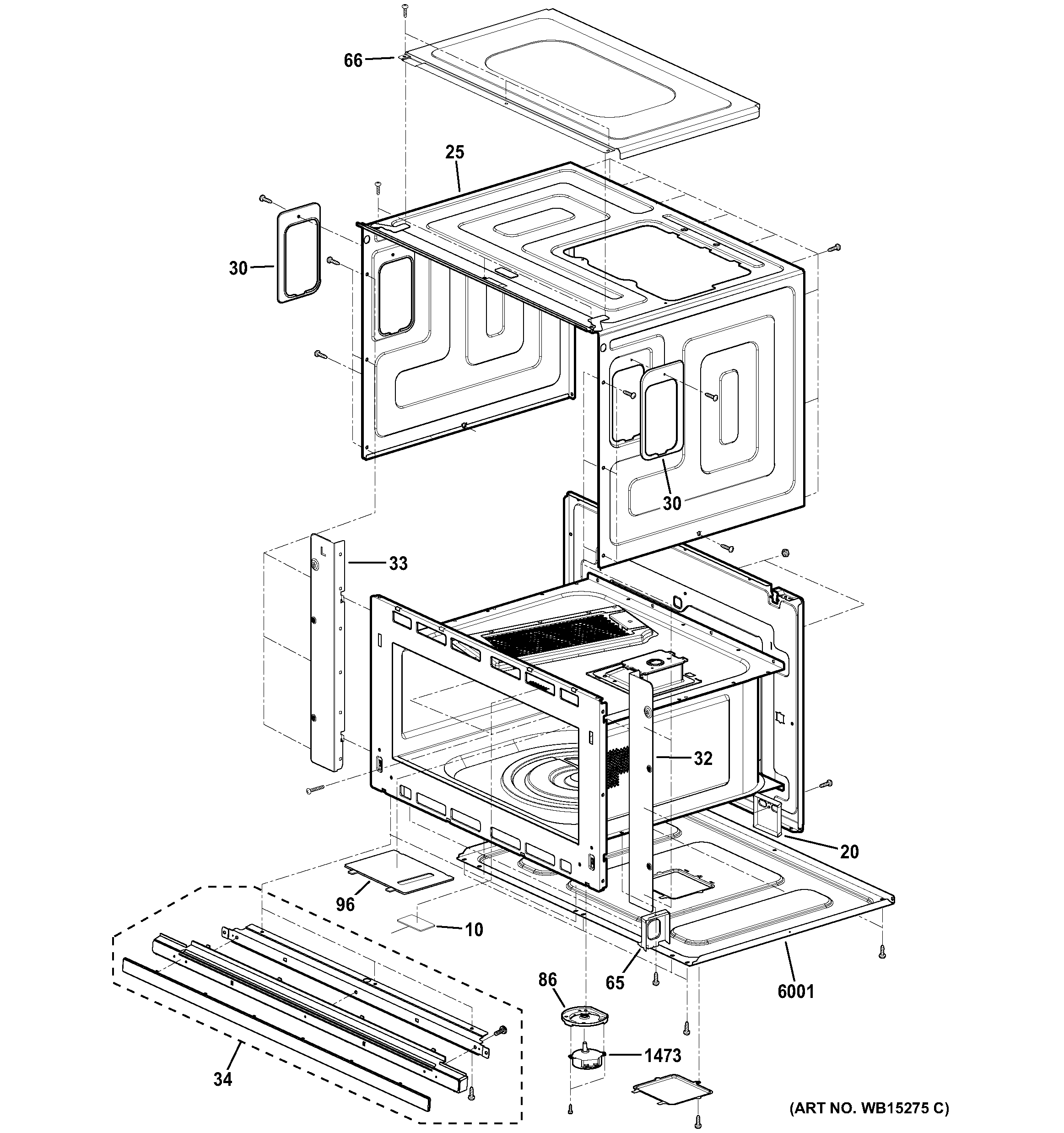 GE PSB9120DF2BB oven cavity parts diagram