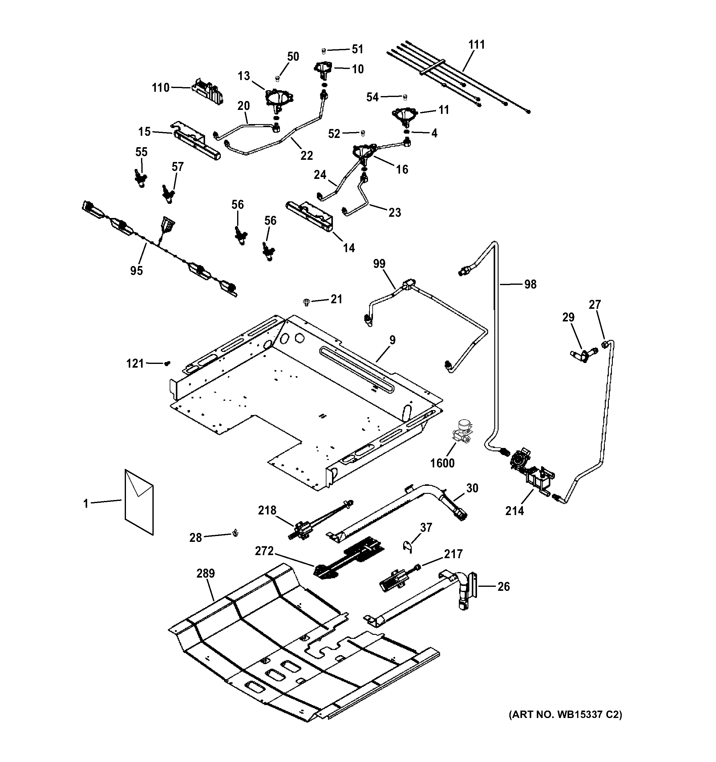 GE JGS650SEF4SS gas & burner parts diagram