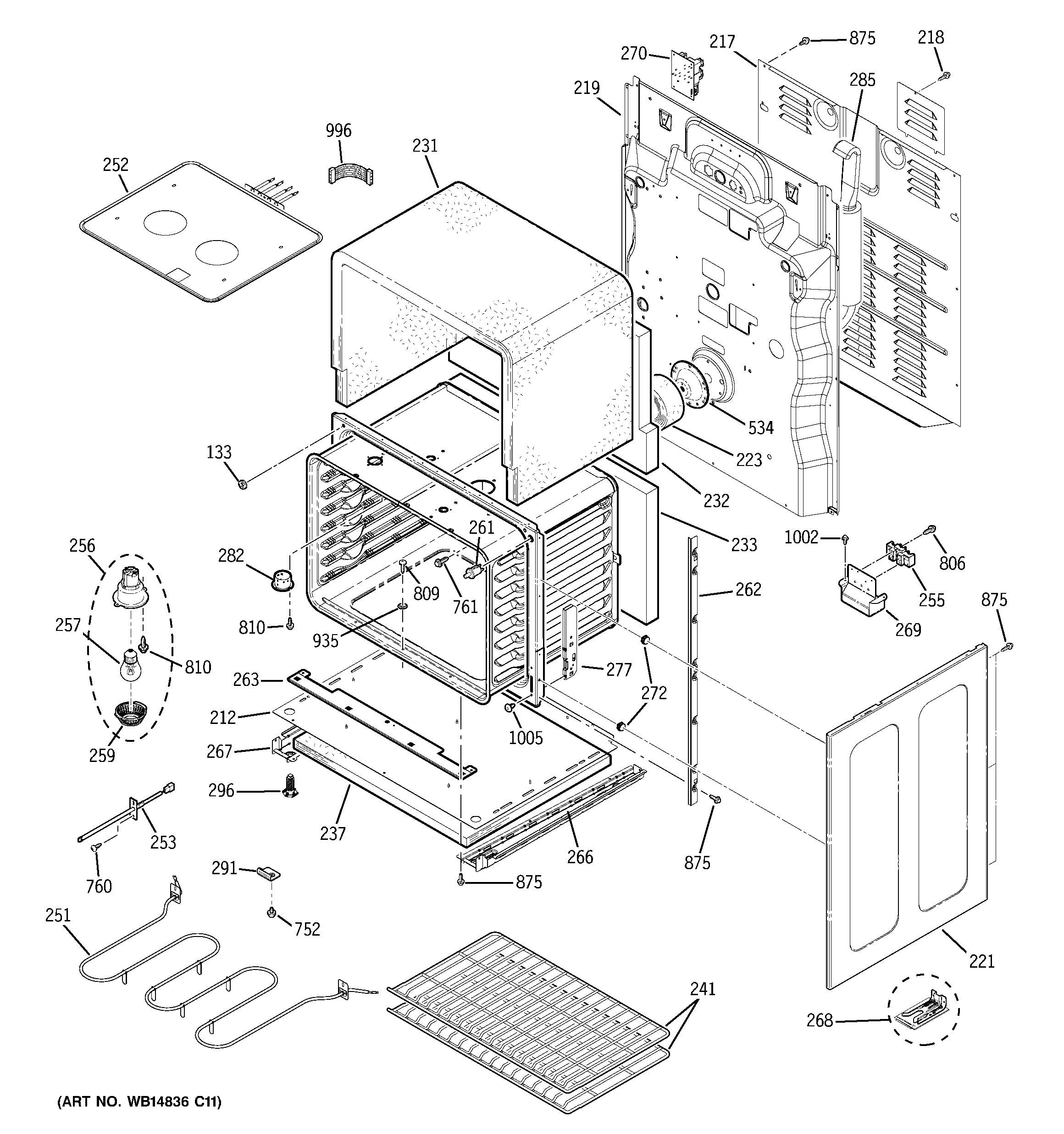 GE JB850DT1WW lower oven diagram