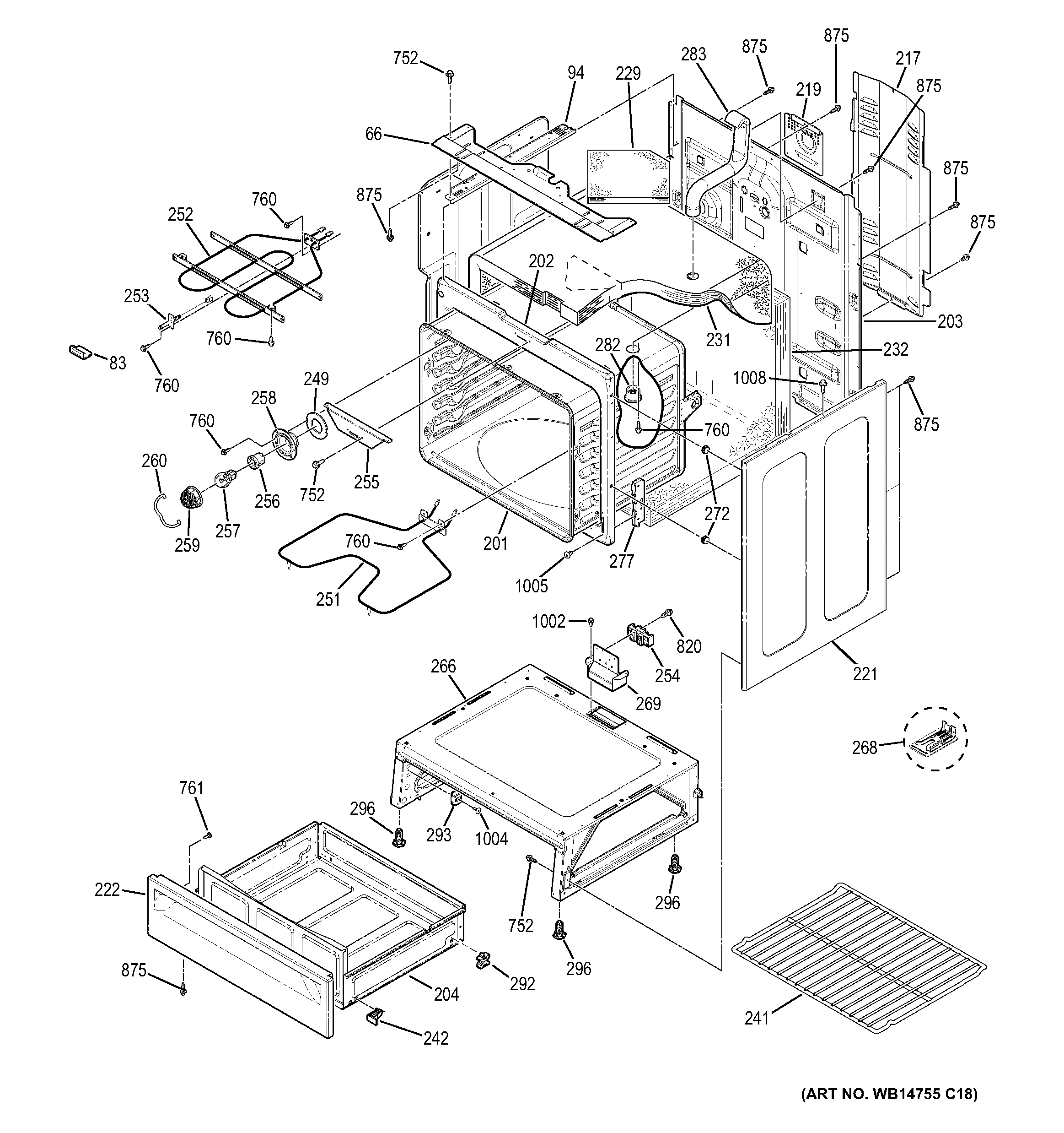 GE JBS60DK1WW body parts diagram
