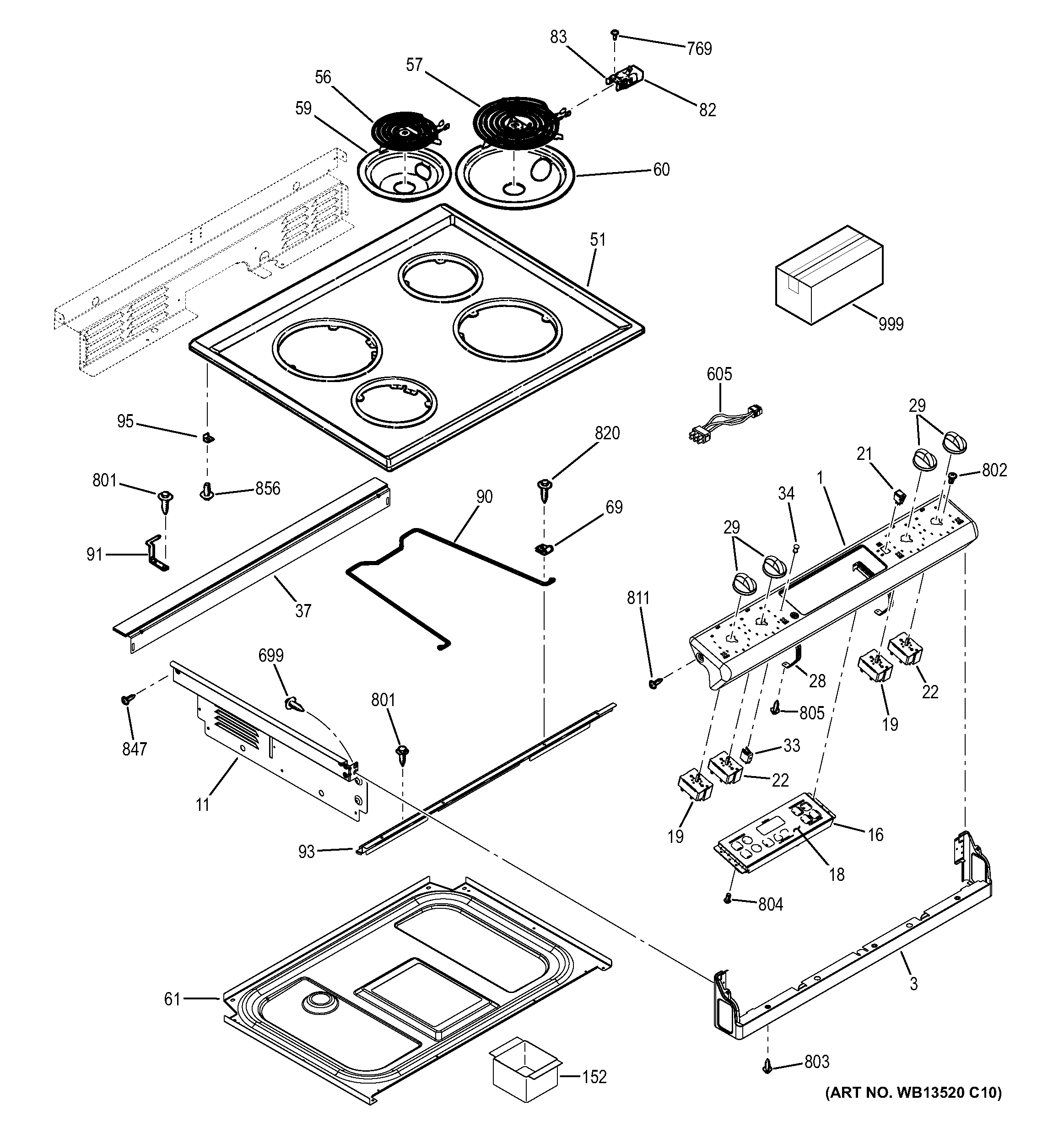 GE JS250DF1WW control panel & cooktop diagram