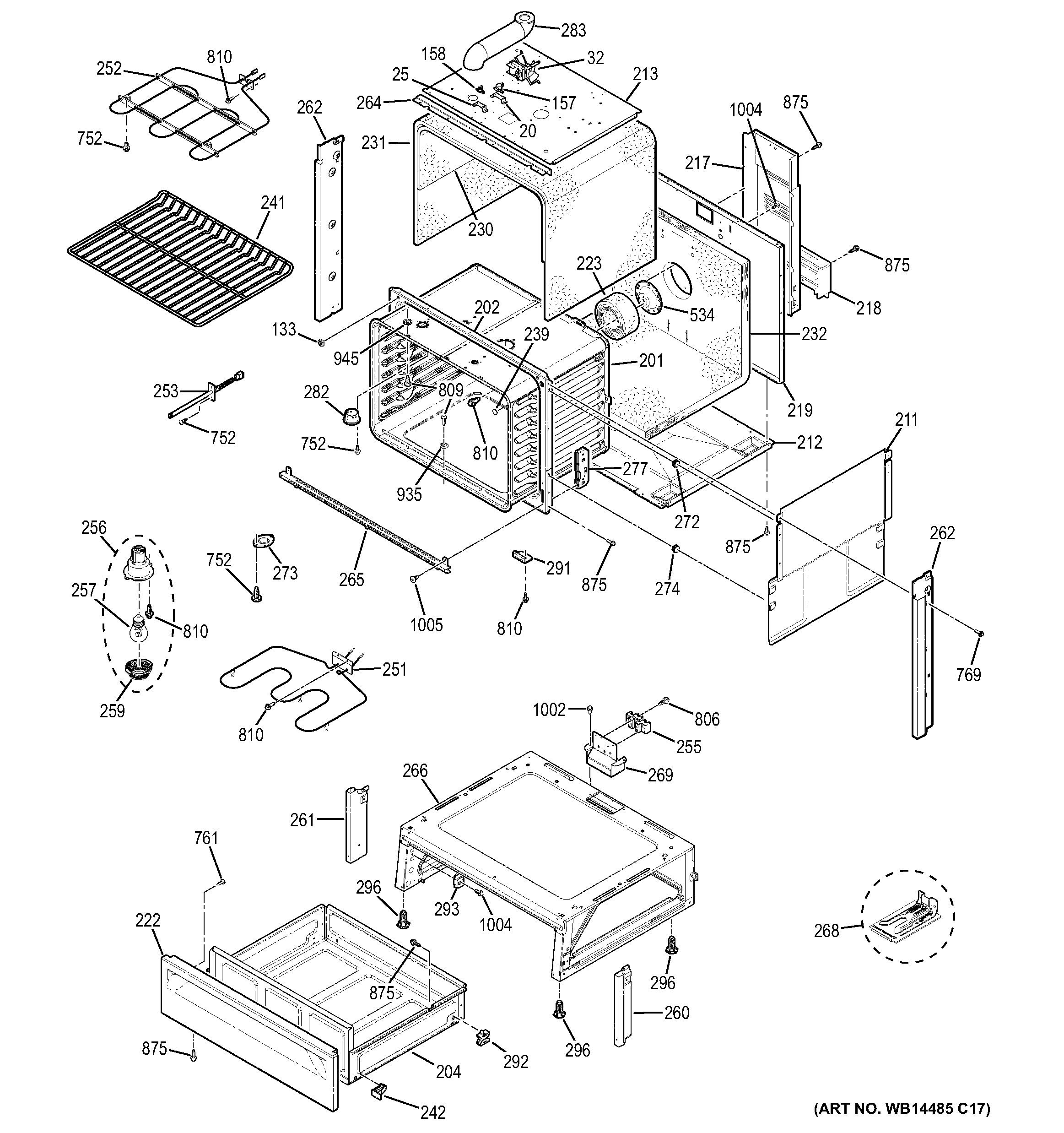 GE JS250DF1WW body parts diagram