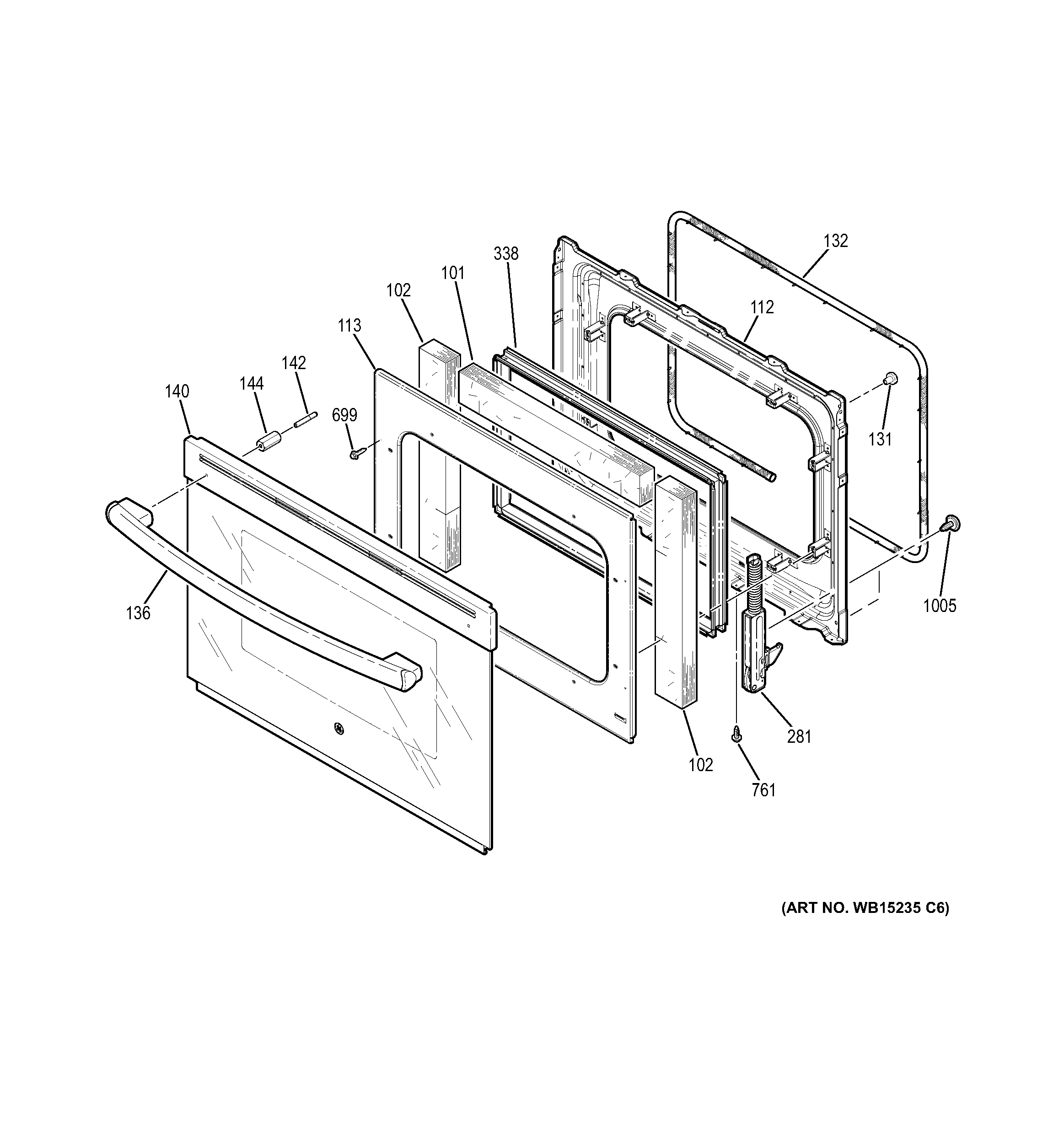GE JS750DF3BB door diagram