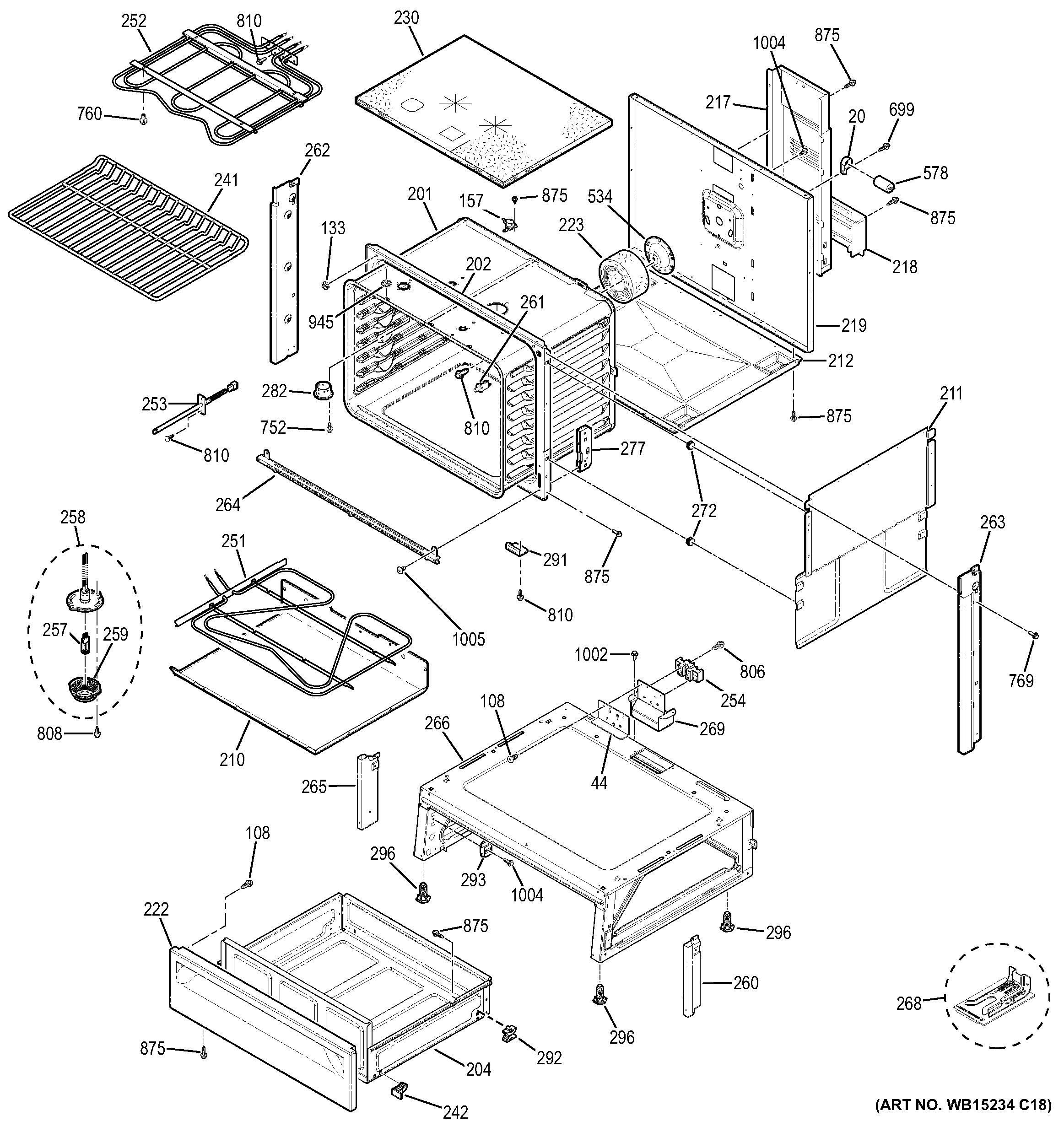 GE JS750SF3SS body parts diagram