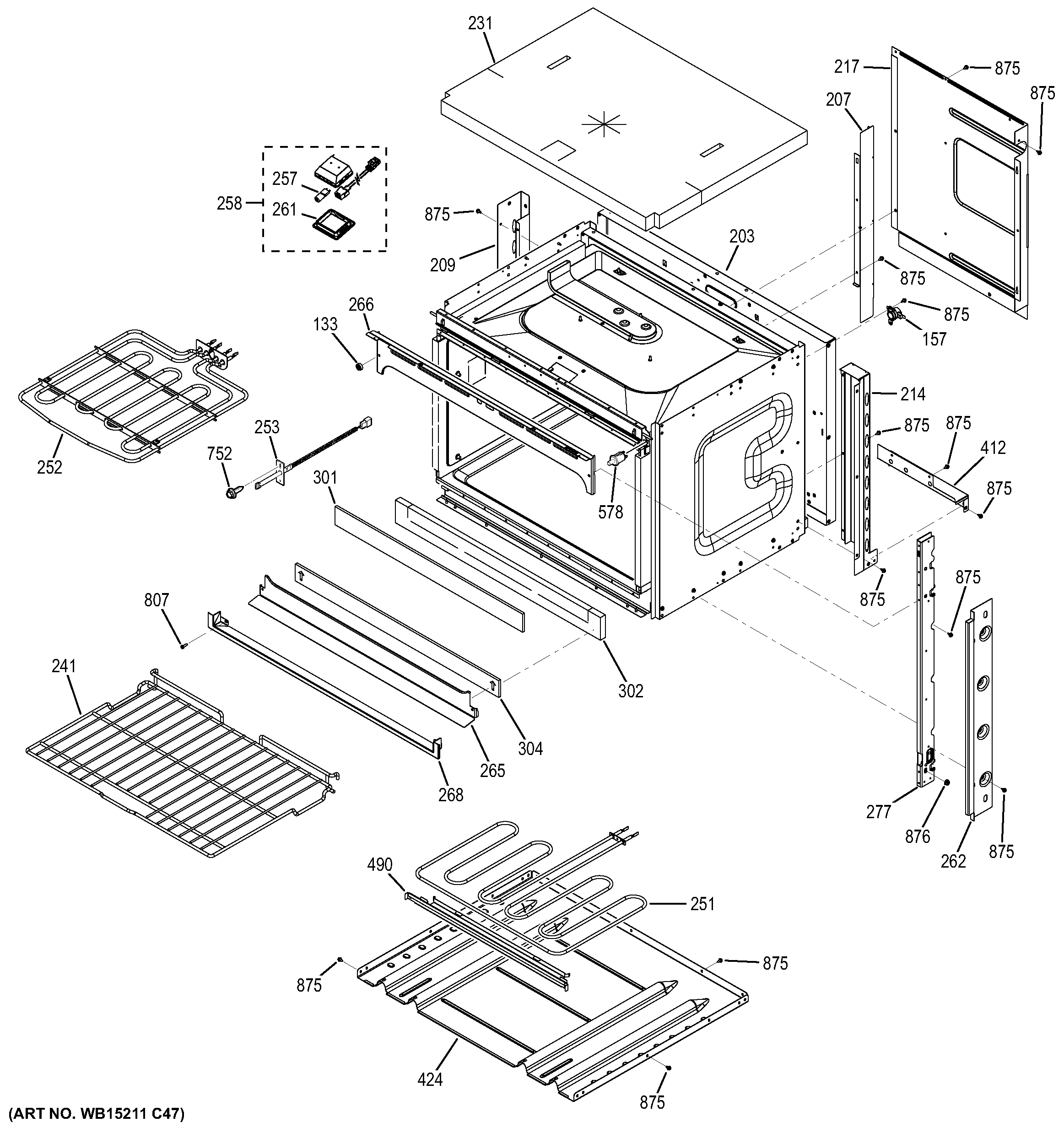 GE JCT3000SF1SS body parts diagram
