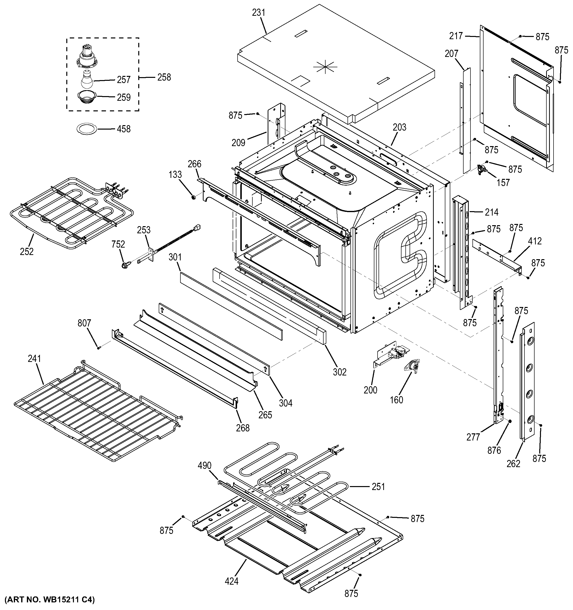 GE JT1000SF1SS body parts diagram