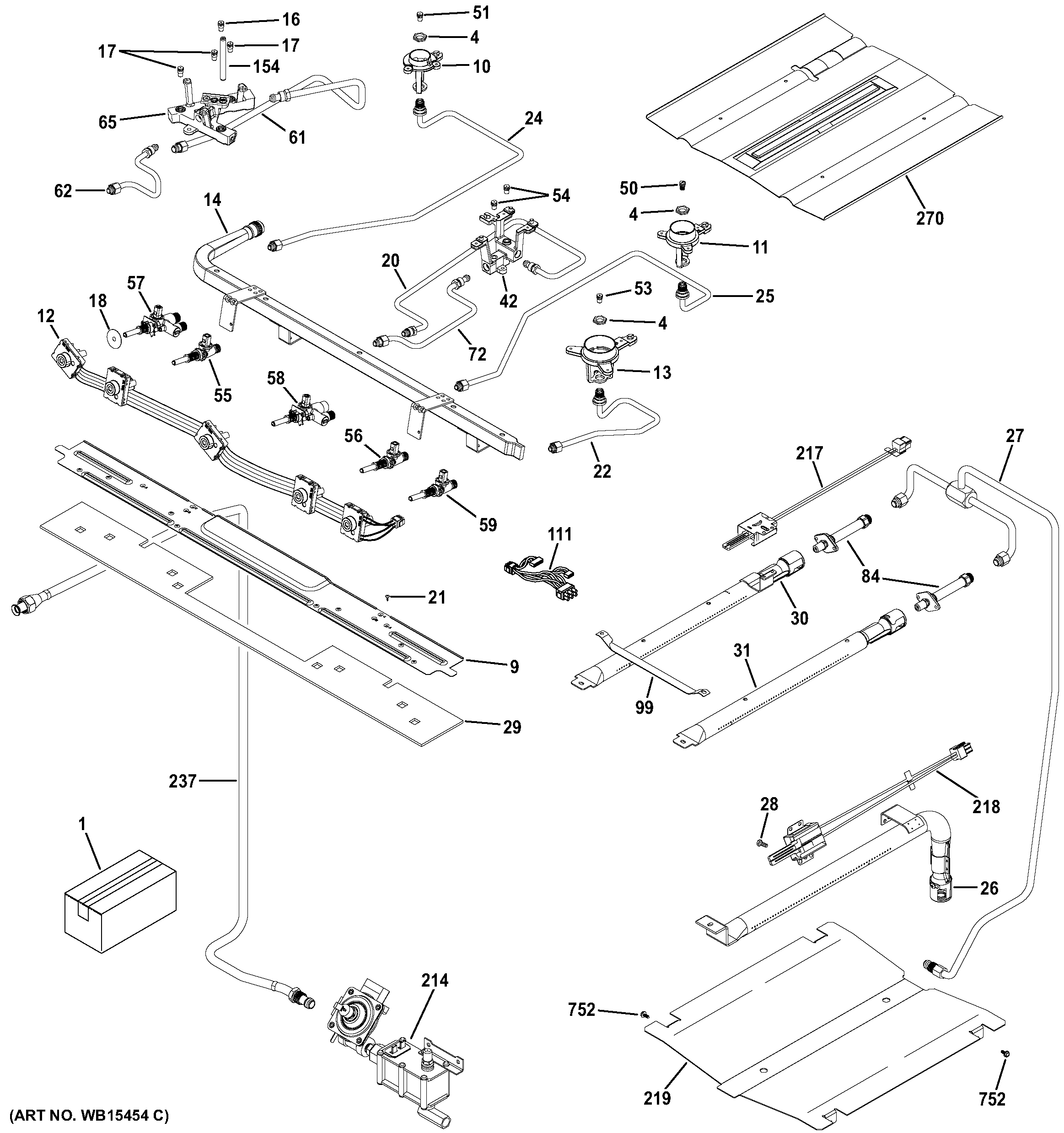 GE PGB940ZEJ1SS gas & burner parts diagram