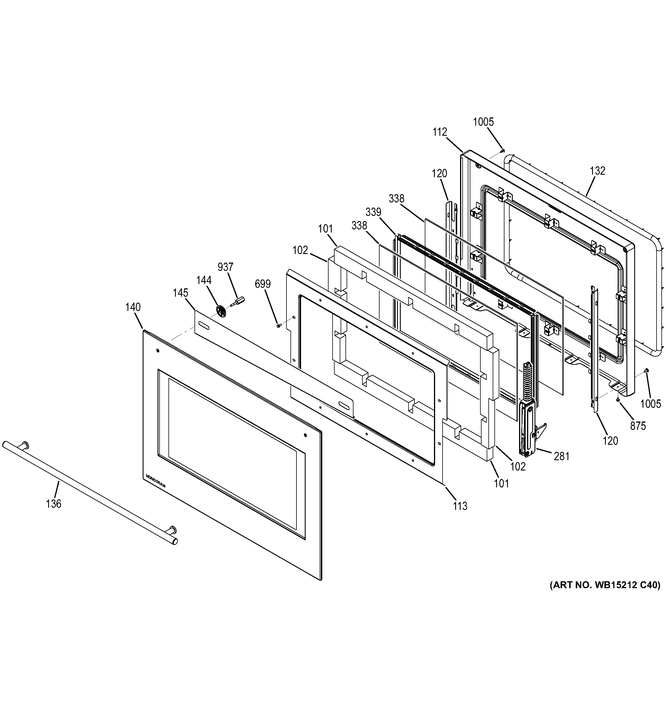 GE ZEK7500SH2SS upper door diagram