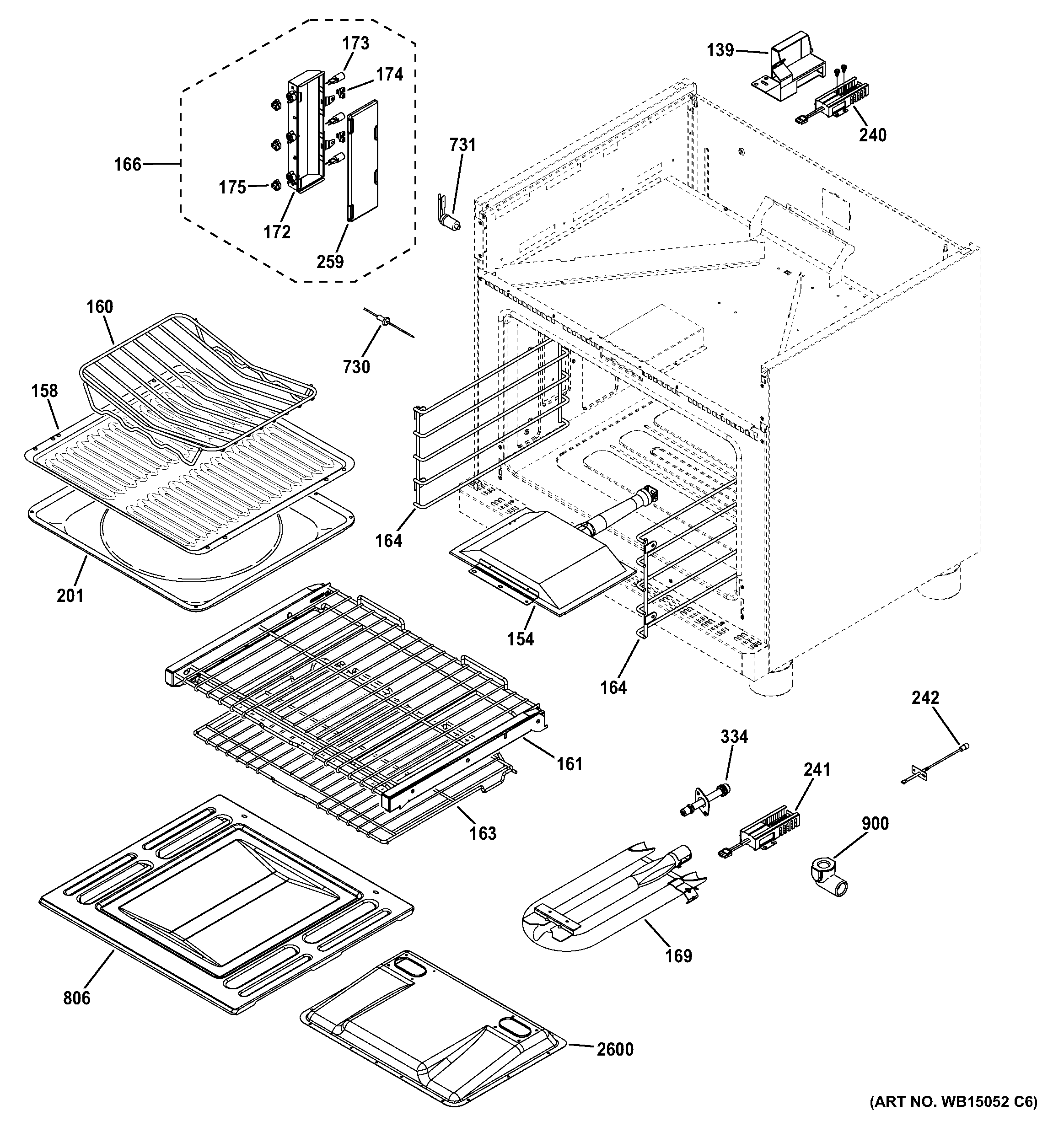 GE ZGP364NDR5SS oven cavity parts diagram