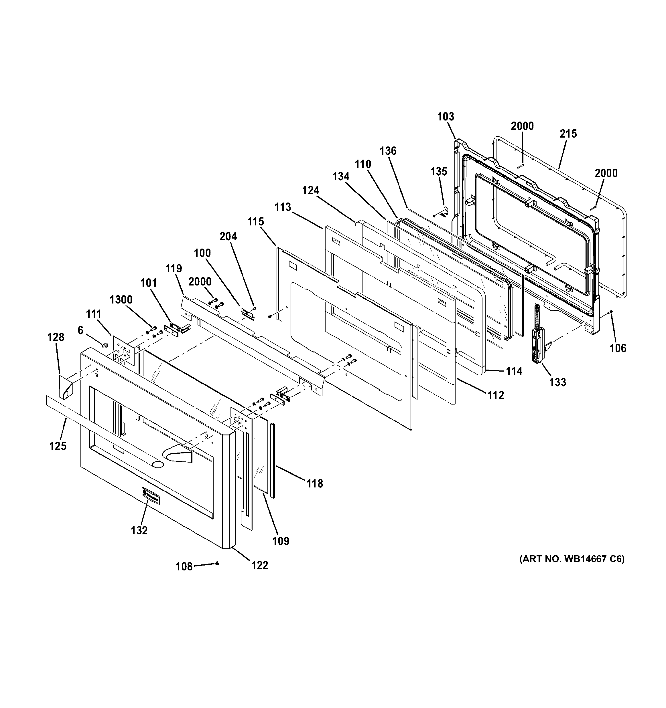 GE ZGP364NDR5SS door diagram