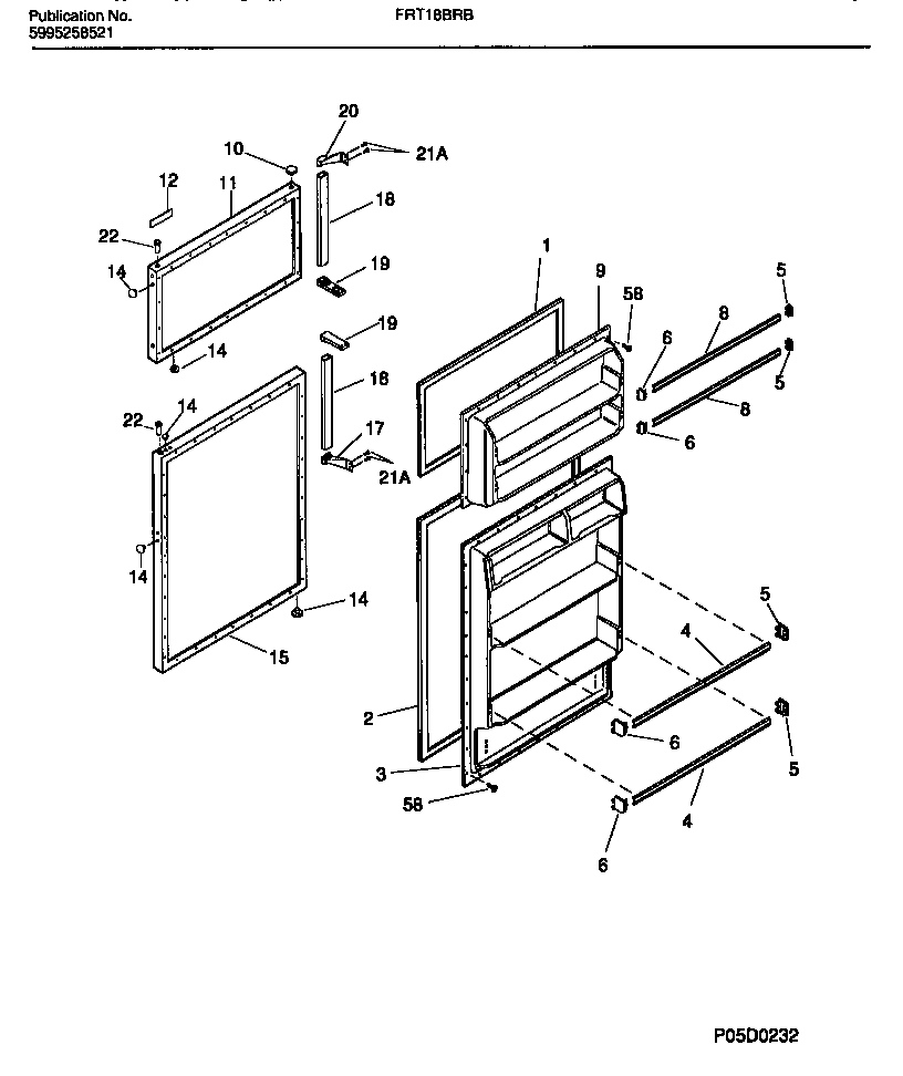 Frigidaire FRT18BRBD2 door section diagram