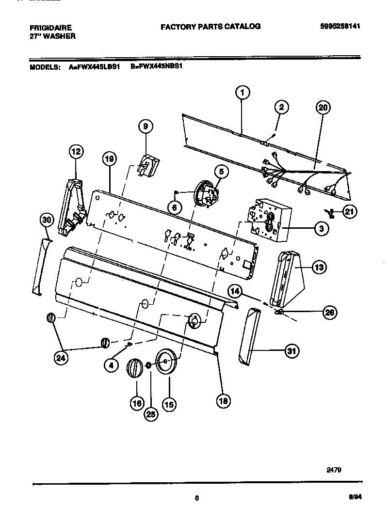 Frigidaire FWX445LBS1 console & controls diagram