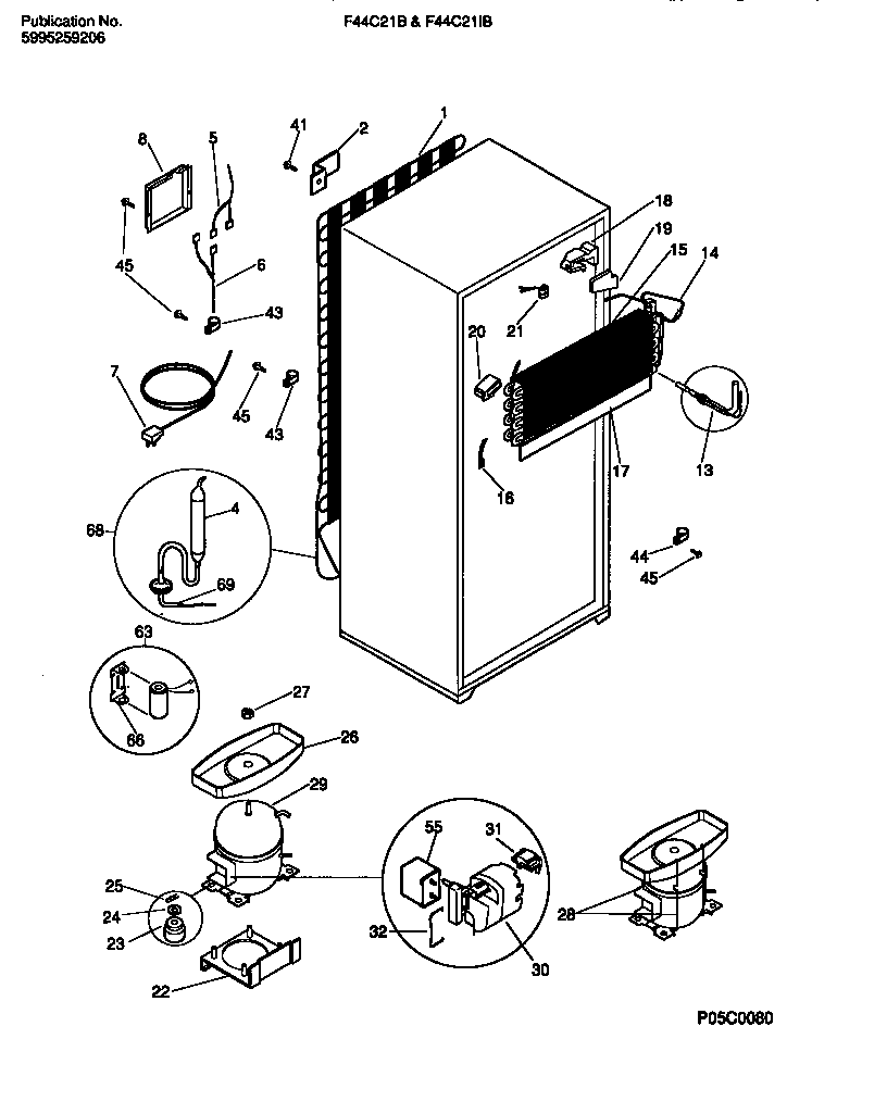 Frigidaire F44C21BW0 cooling system diagram