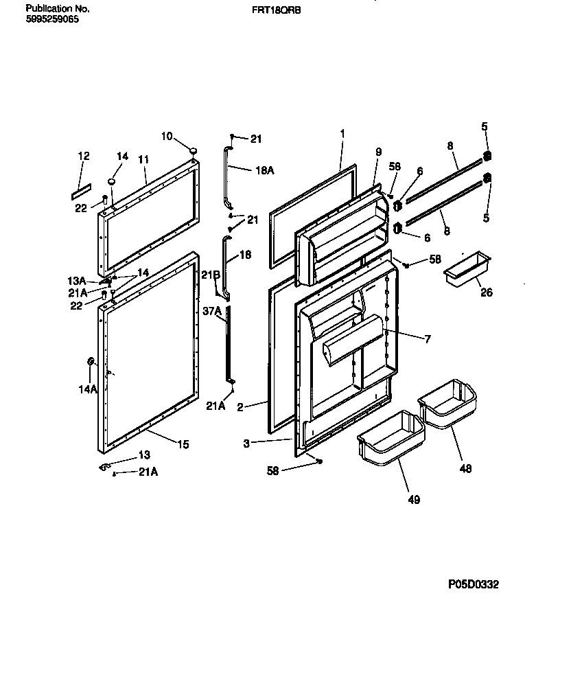Frigidaire FRT18QRBW2 door section diagram