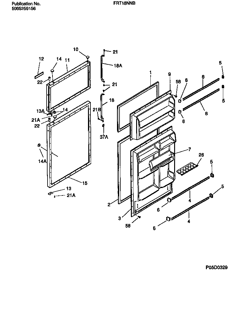 Frigidaire FRT18NNBW2 door section diagram