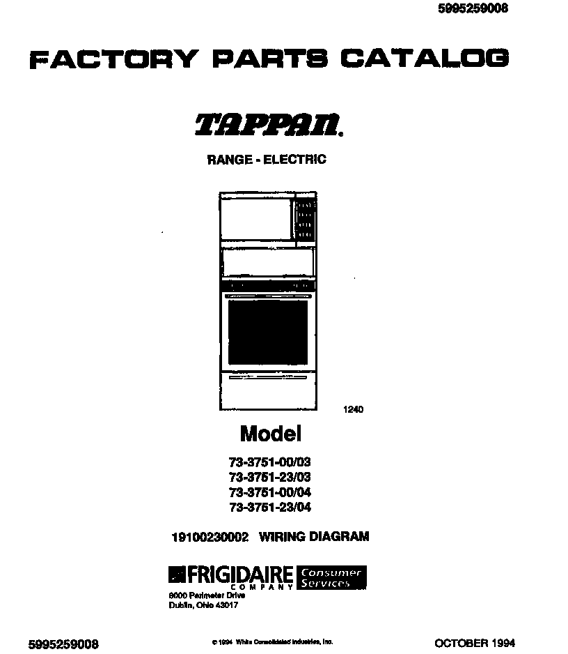 Tappan 73-3751-00-03 range-electric diagram