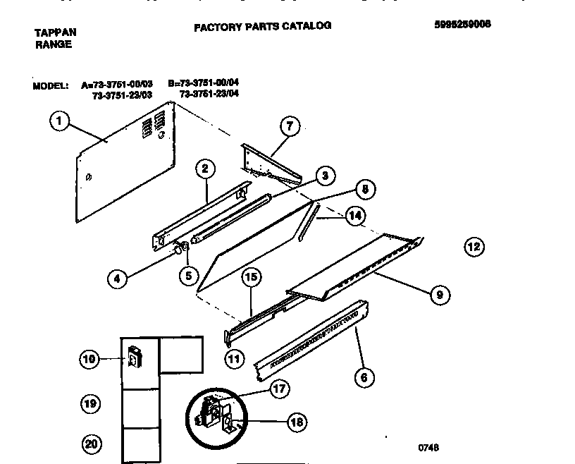 Tappan 73-3751-00-03 control panel diagram