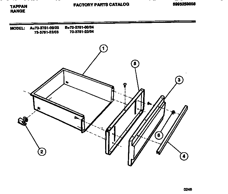 Tappan 73-3751-00-03 drawer diagram